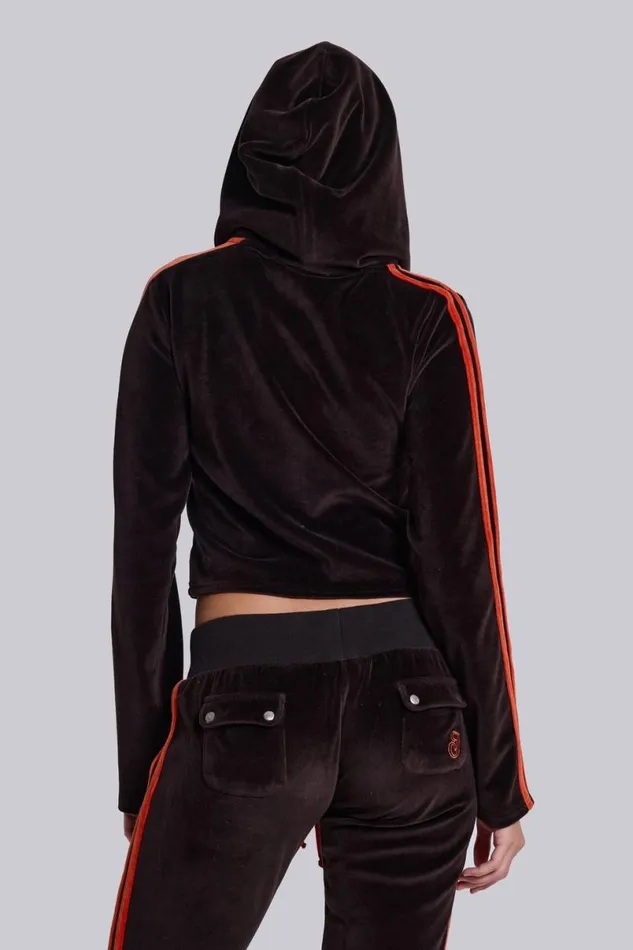 Jaded London CoOrds Women Brown Three Velour Fitted Hoodie Brown