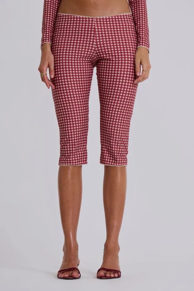 Jaded London CoOrds Women Freda Gingham Swim Capri Trousers Red