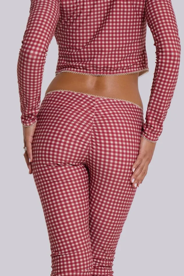 Jaded London CoOrds Women Freda Gingham Swim Capri Trousers Red