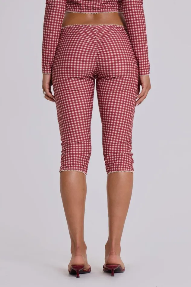 Jaded London CoOrds Women Freda Gingham Swim Capri Trousers Red