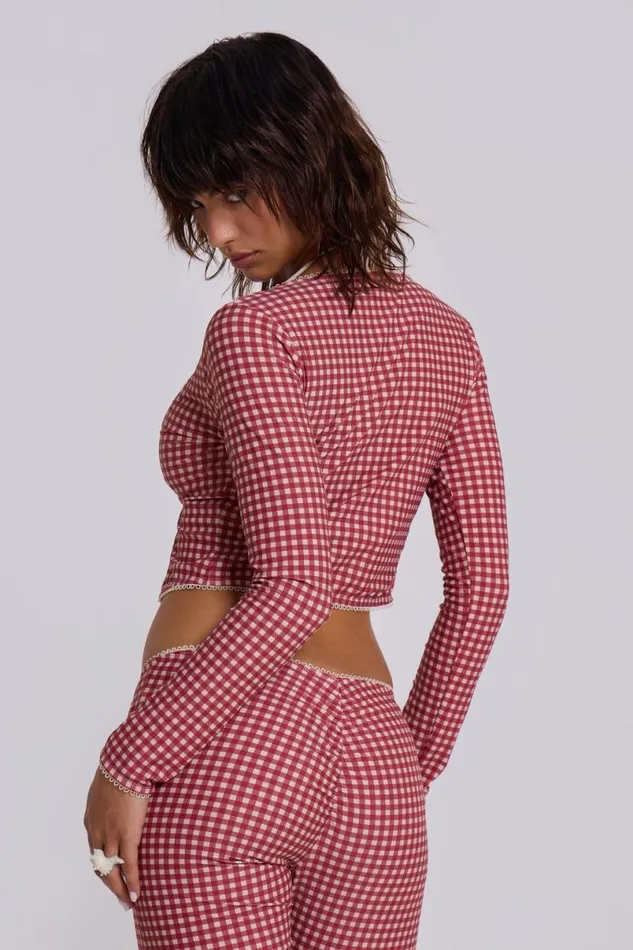 Jaded London CoOrds Women Freda Gingham Swim Capri Trousers Red