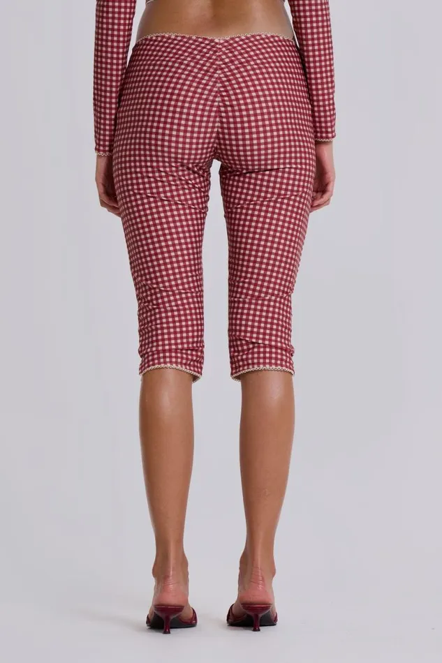 Jaded London CoOrds Women Freda Gingham Swim Capri Trousers Red