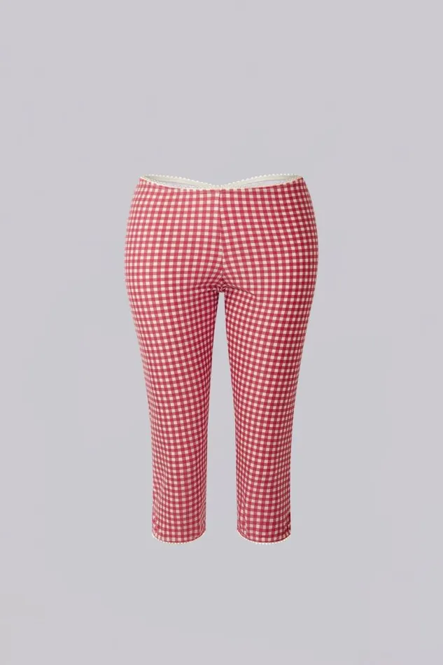 Jaded London CoOrds Women Freda Gingham Swim Capri Trousers Red