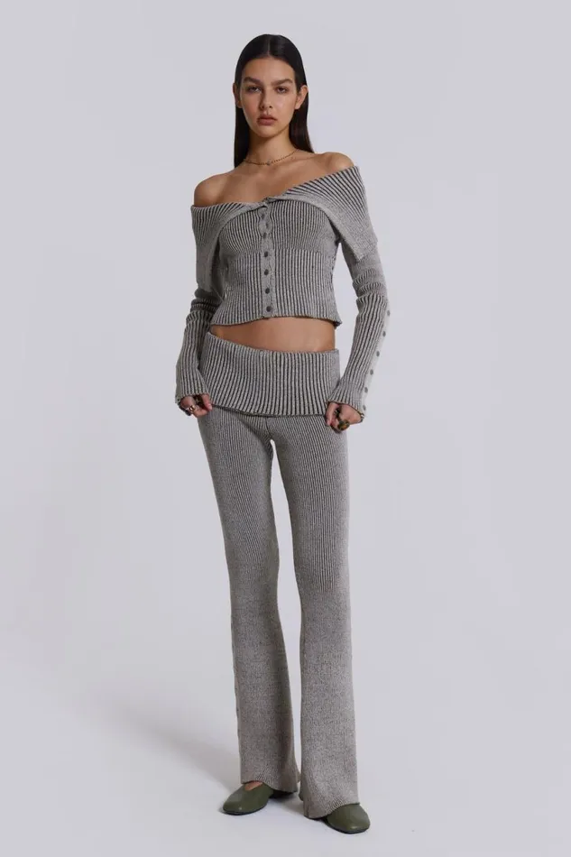 Jaded London CoOrds Women Kensu Off The Shoulder Knit Top Beige