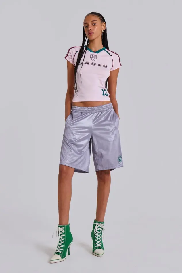 Jaded London CoOrds Women Pink No13 Football Baby Tee Pink