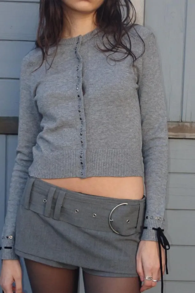 Jaded London CoOrds Women WFH Studded Cardigan Grey