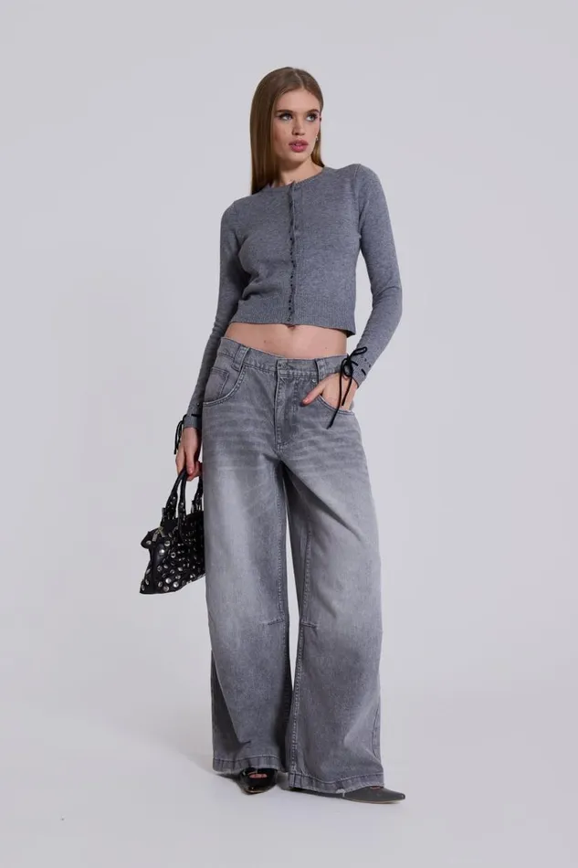 Jaded London CoOrds Women WFH Studded Cardigan Grey