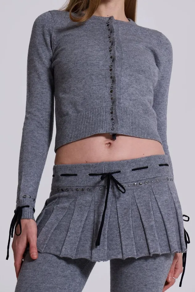 Jaded London CoOrds Women WFH Studded Cardigan Grey
