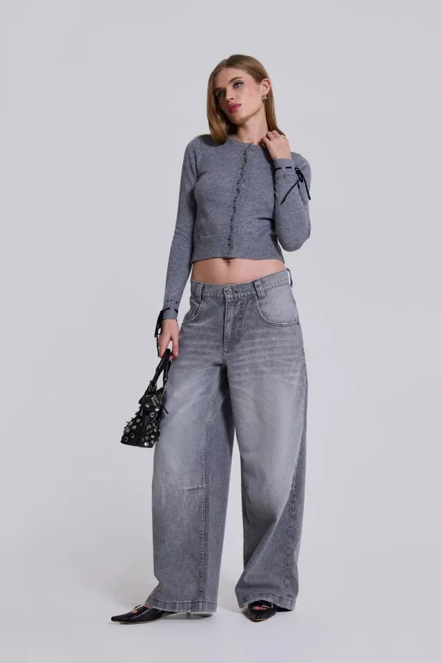 Jaded London CoOrds Women WFH Studded Cardigan Grey