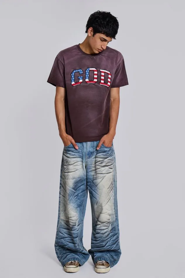 Jaded London Colossus Jeans Men Whisker Colossus Jeans Blue