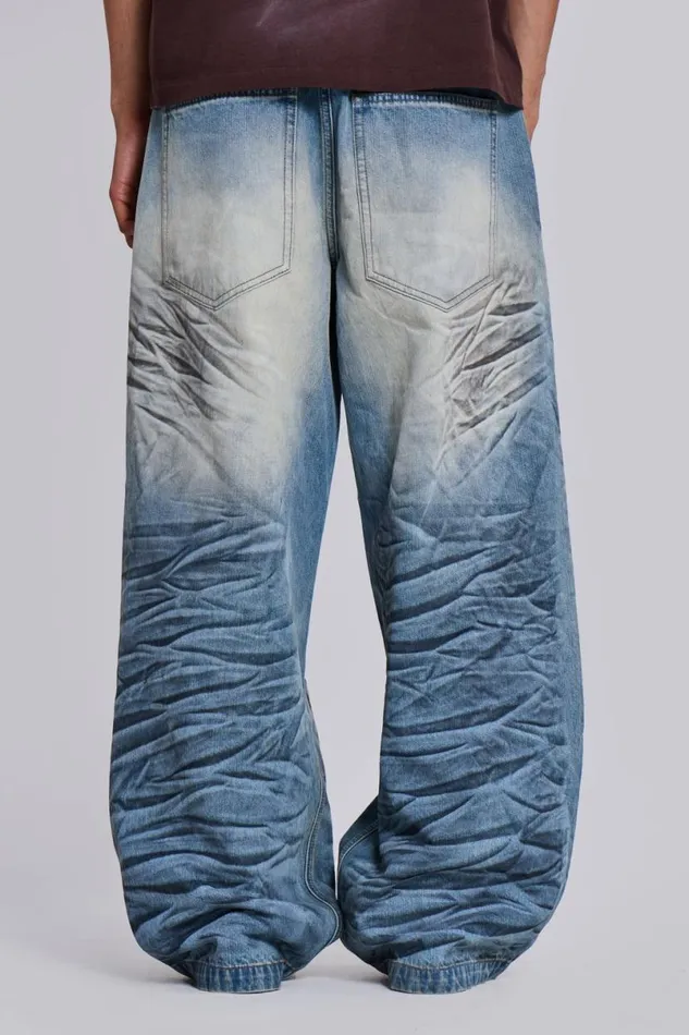 Jaded London Colossus Jeans Men Whisker Colossus Jeans Blue