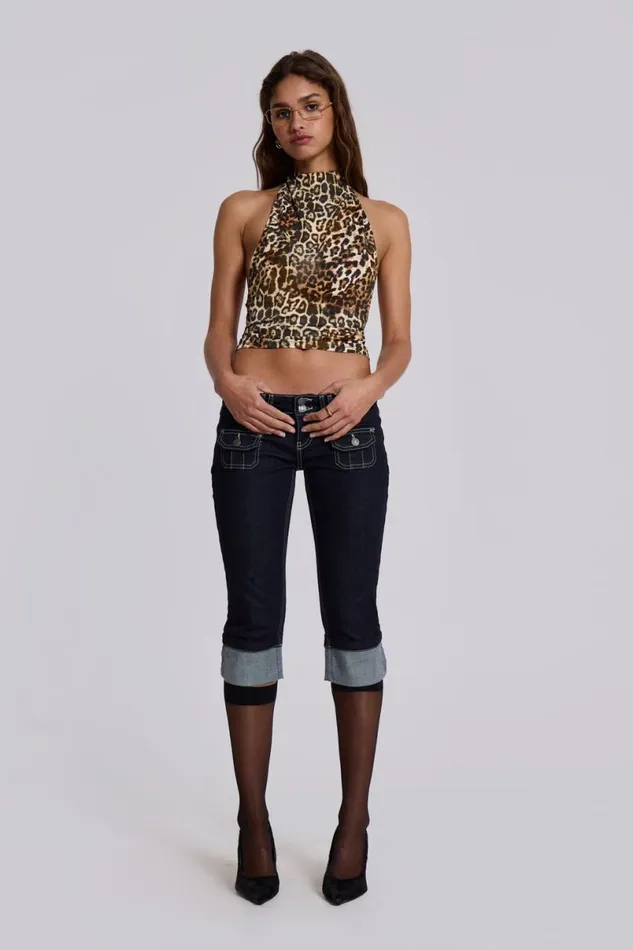 Jaded London Crop Tops Women Leopard Zene Backless Top Multi