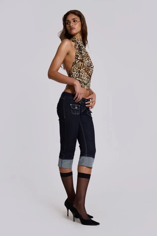 Jaded London Crop Tops Women Leopard Zene Backless Top Multi