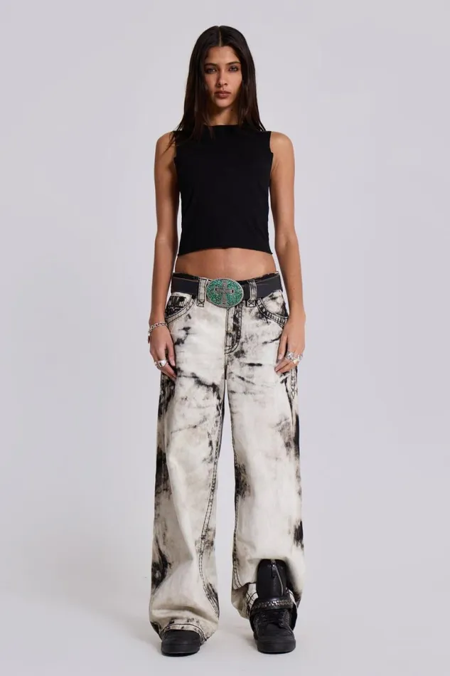 Jaded London Crop Tops Women Rock Revival Diamante Fleur De Lis Tank Top Black