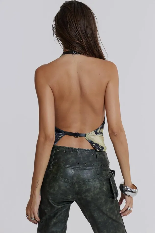 Jaded London Crop Tops Women Vision Backless Halter Top Black