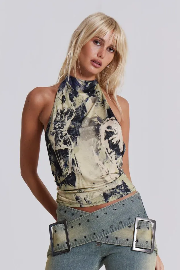 Jaded London Crop Tops Women Vision Backless Halter Top Black
