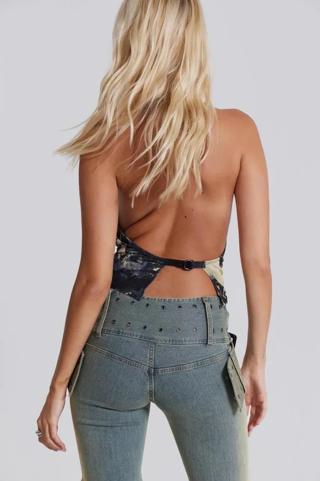 Jaded London Crop Tops Women Vision Backless Halter Top Black