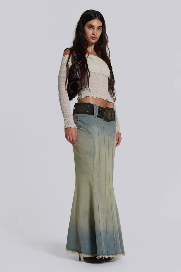 Jaded London Denim Skirts Women Chelsea Denim Maxi Skirt Blue