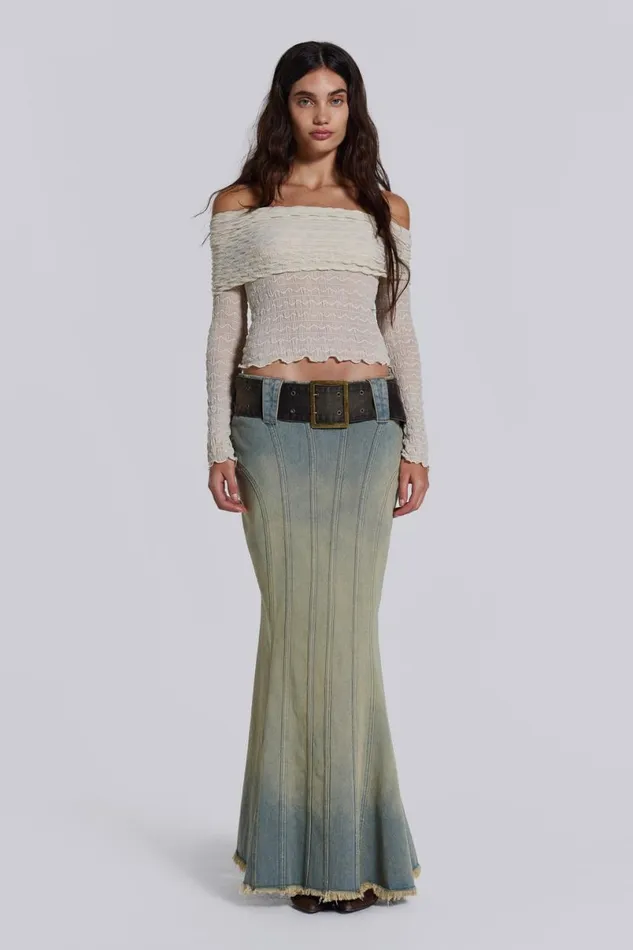 Jaded London Denim Skirts Women Chelsea Denim Maxi Skirt Blue