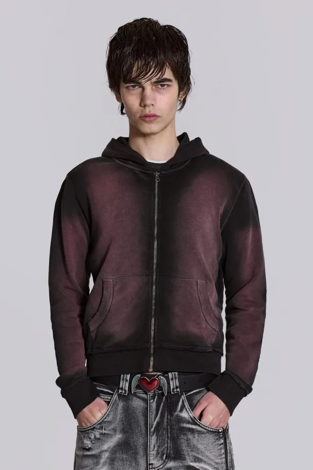 Jaded London Hoodies and Sweatshirts Men Deep Red Fade Mini Monster Hoodie Red Jaded London Hoodies and Sweatshirts Men Deep Red Fade Mini Monster Hoodie Red