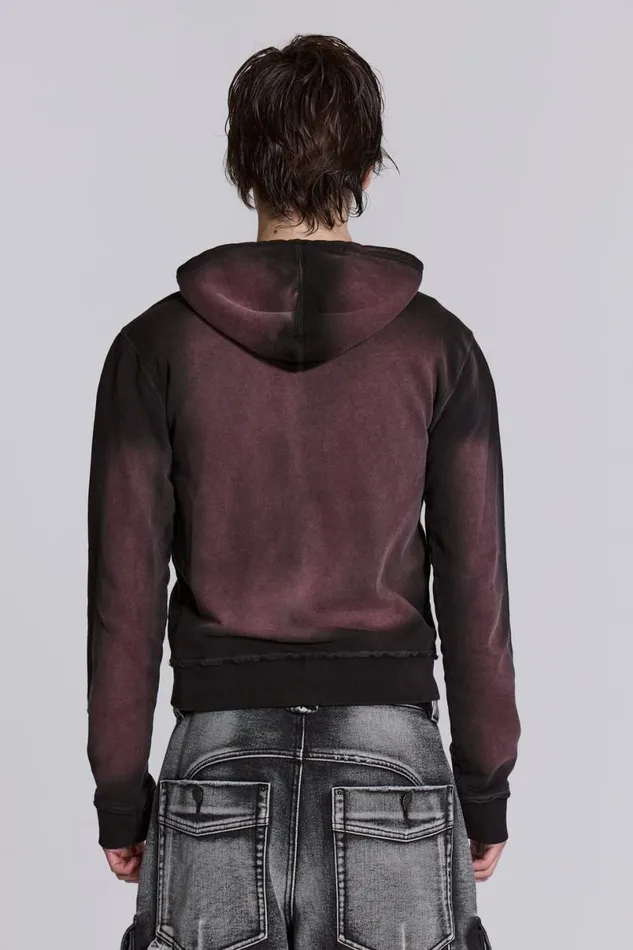 Jaded London Hoodies and Sweatshirts Men Deep Red Fade Mini Monster Hoodie Red