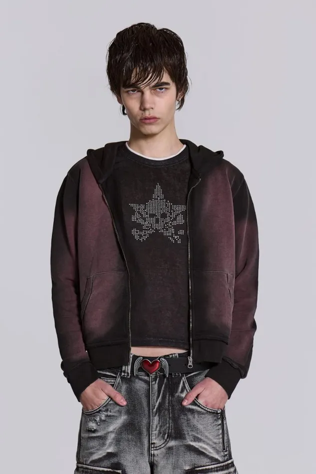 Jaded London Hoodies and Sweatshirts Men Deep Red Fade Mini Monster Hoodie Red