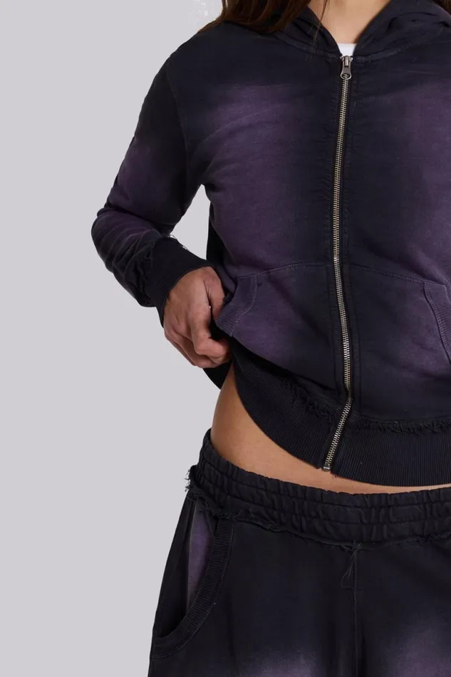 Jaded London Hoodies and Sweatshirts Women Deep Purple Fade Mini Monster Hoodie Purple
