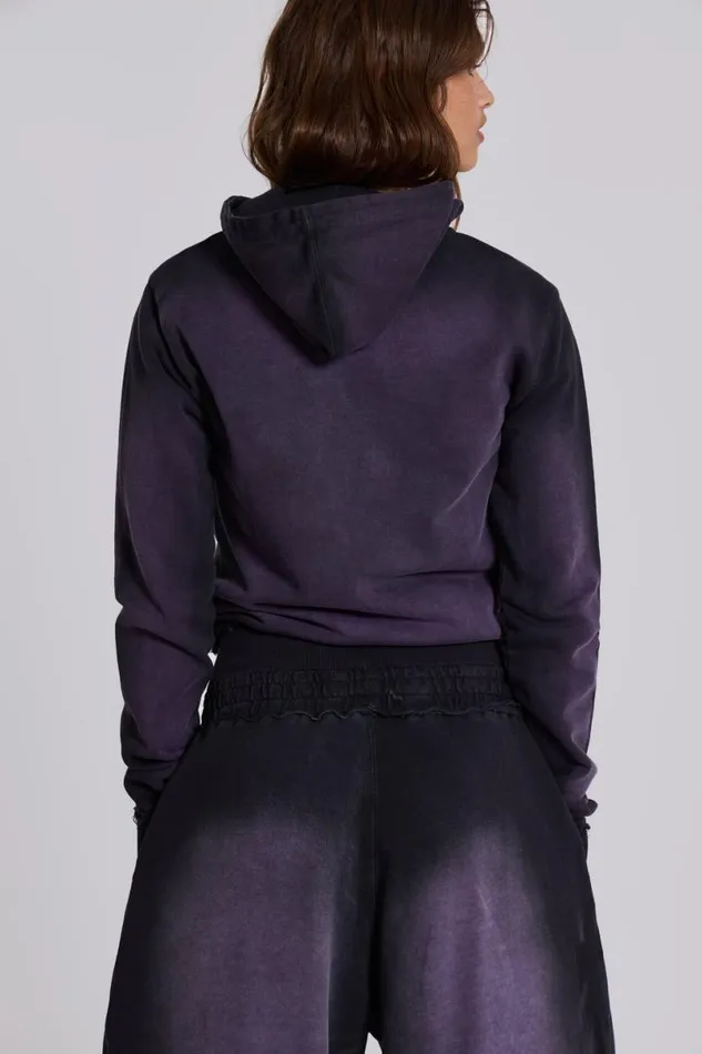 Jaded London Hoodies and Sweatshirts Women Deep Purple Fade Mini Monster Hoodie Purple