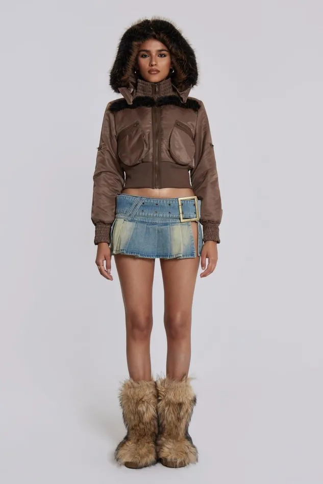Jaded London Jackets Women Lennux Faux Fur Bomber Jacket Grey
