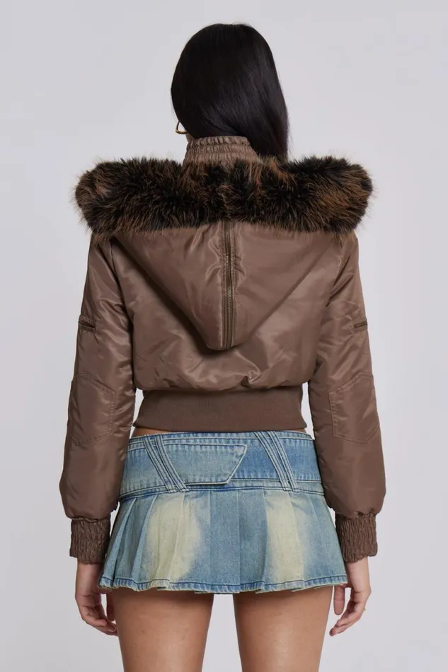 Jaded London Jackets Women Lennux Faux Fur Bomber Jacket Grey