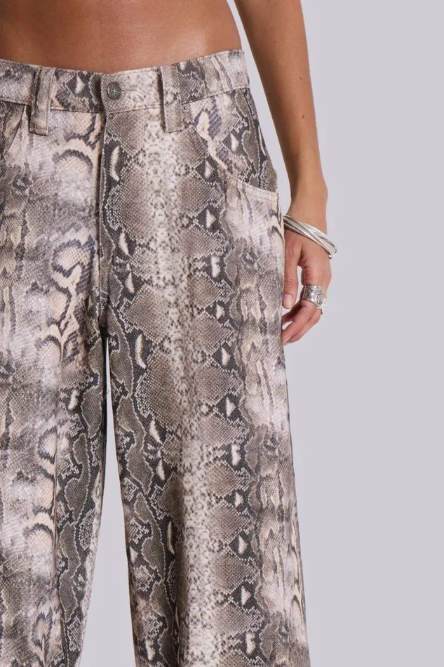 Jaded London Jeans Women Boa Snake Print Colossus Jeans Multi