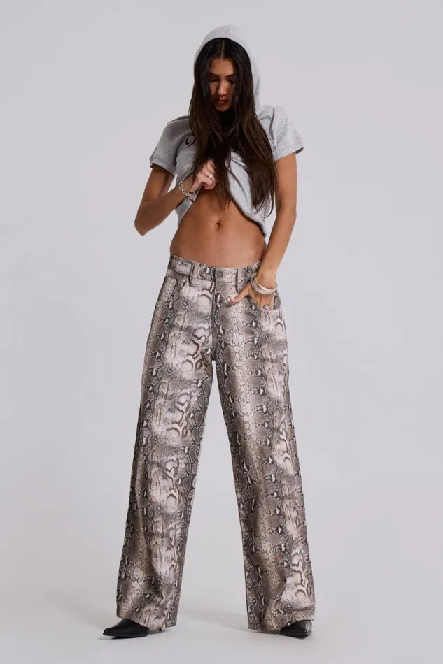 Jaded London Jeans Women Boa Snake Print Colossus Jeans Multi