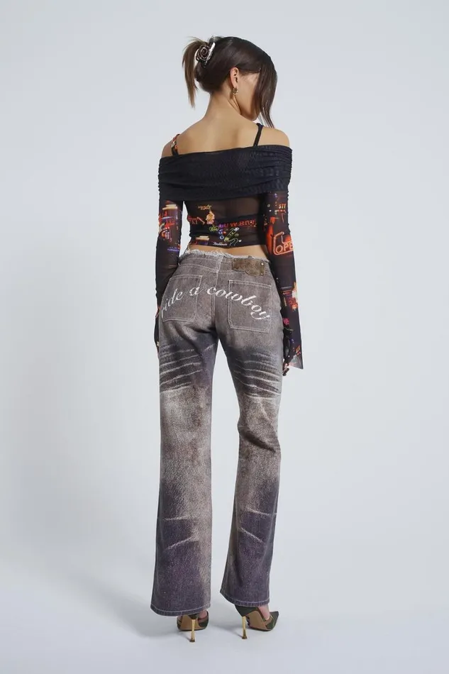 Jaded London Jeans Women Ride A Cowboy Low Waist Flared Jeans Brown