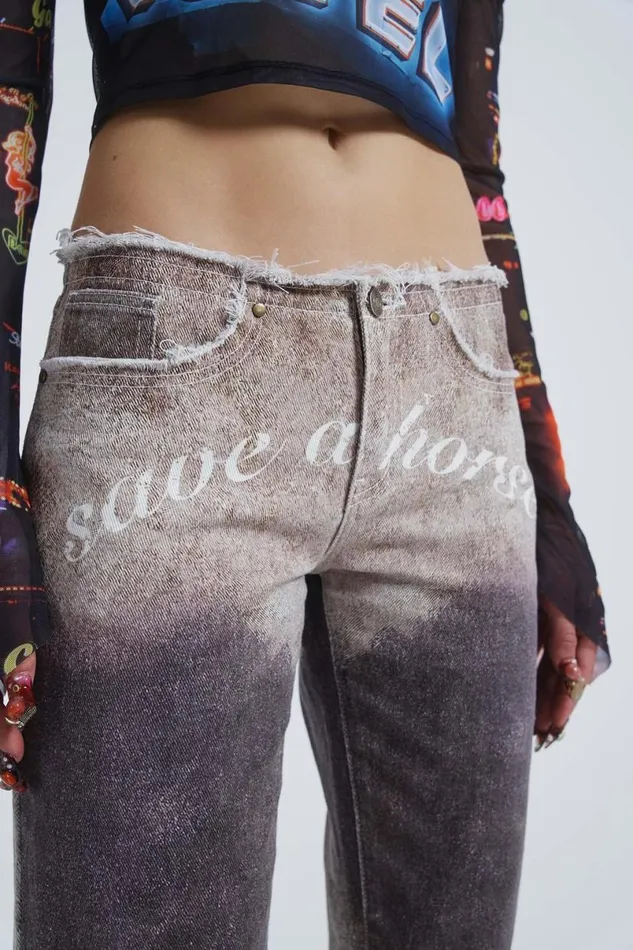 Jaded London Jeans Women Ride A Cowboy Low Waist Flared Jeans Brown