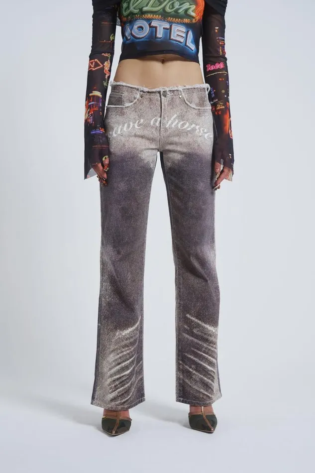 Jaded London Jeans Women Ride A Cowboy Low Waist Flared Jeans Brown