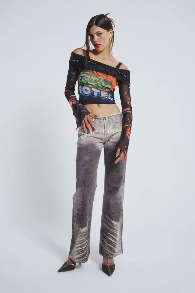 Jaded London Jeans Women Ride A Cowboy Low Waist Flared Jeans Brown