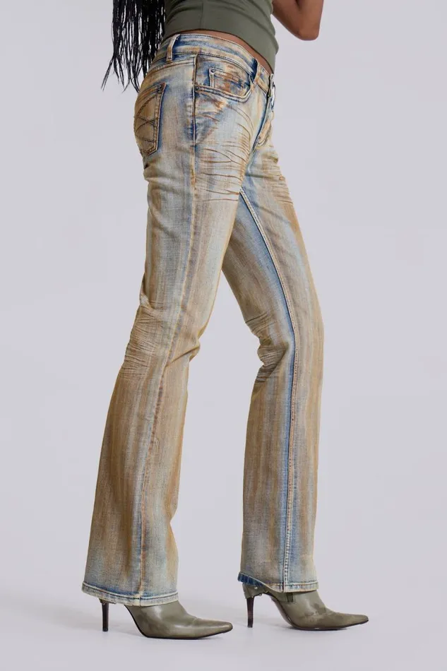 Jaded London Jeans Women Rusted Denim Bootcut Jeans Blue