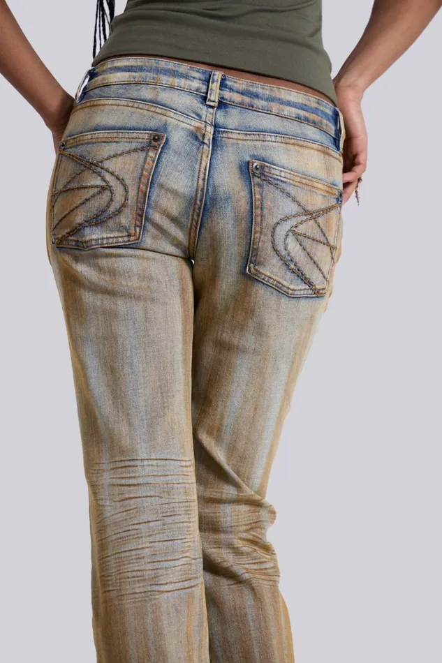 Jaded London Jeans Women Rusted Denim Bootcut Jeans Blue