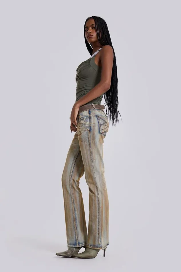 Jaded London Jeans Women Rusted Denim Bootcut Jeans Blue