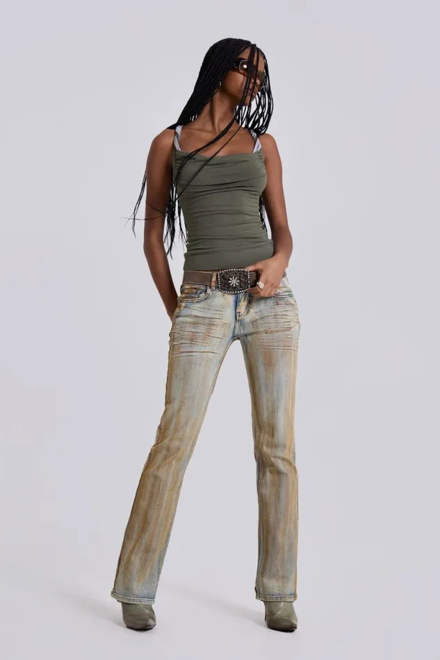 Jaded London Jeans Women Rusted Denim Bootcut Jeans Blue