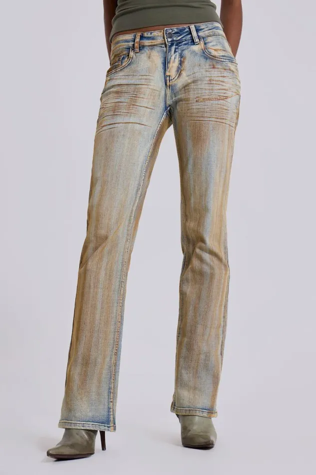 Jaded London Jeans Women Rusted Denim Bootcut Jeans Blue
