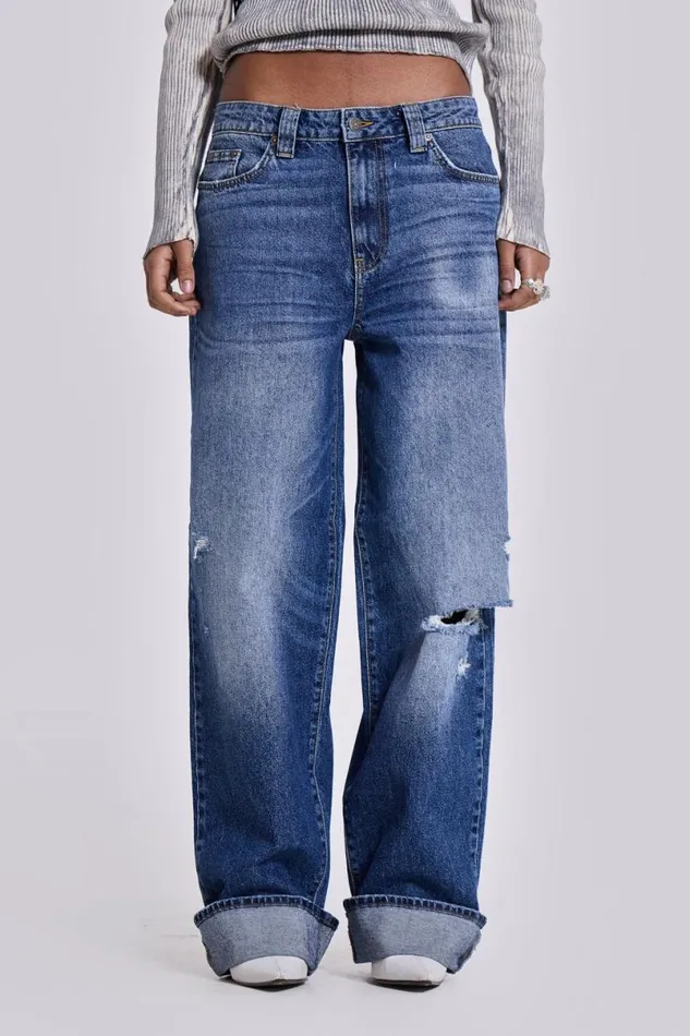 Jaded London Jeans Women Sonic Jeans In Vintage Blue Wash Blue