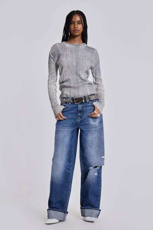 Jaded London Jeans Women Sonic Jeans In Vintage Blue Wash Blue