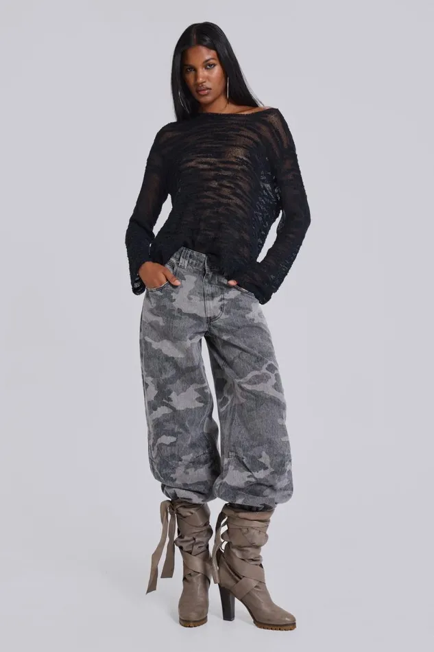 Jaded London Jeans WomenUnisex Camo Fade Colossus Jeans Black Camo