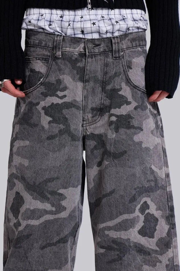 Jaded London Jeans WomenUnisex Camo Fade Colossus Jeans Black Camo