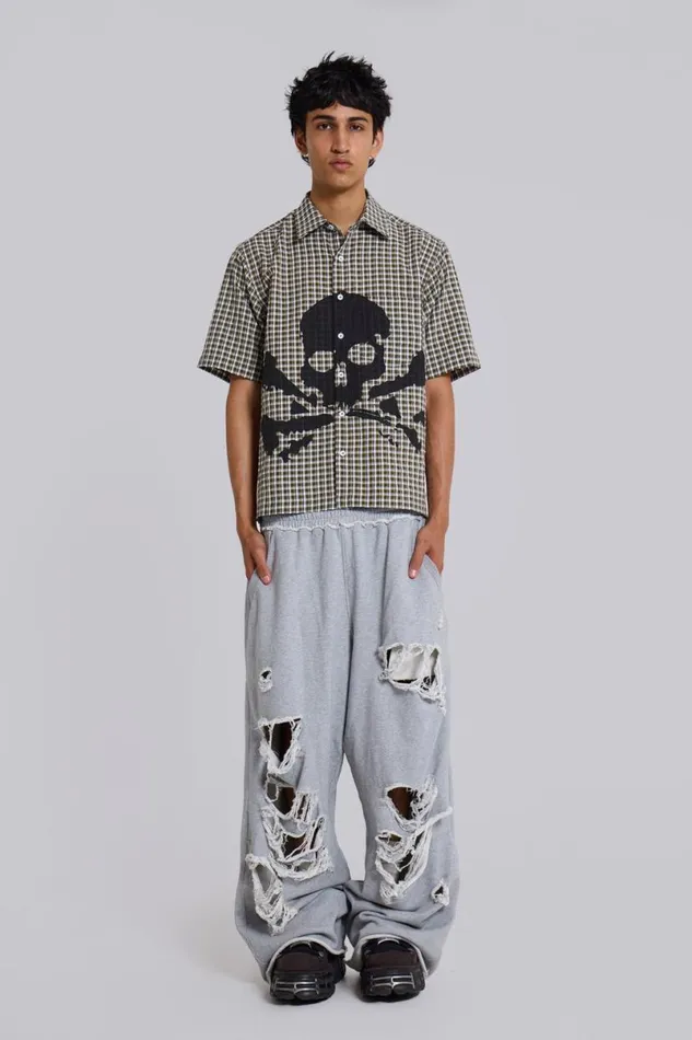 Jaded London Joggers and Sweatpants MenUnisex Distressed Grey Marl Baggy Monster Joggers Grey