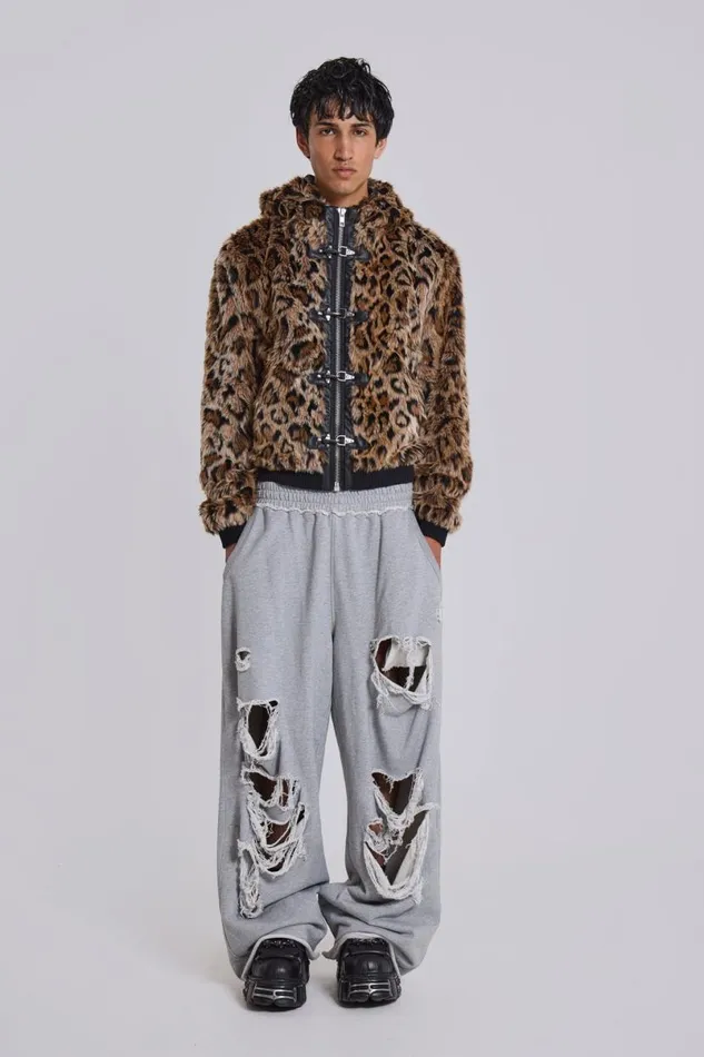 Jaded London Joggers and Sweatpants MenUnisex Distressed Grey Marl Baggy Monster Joggers Grey