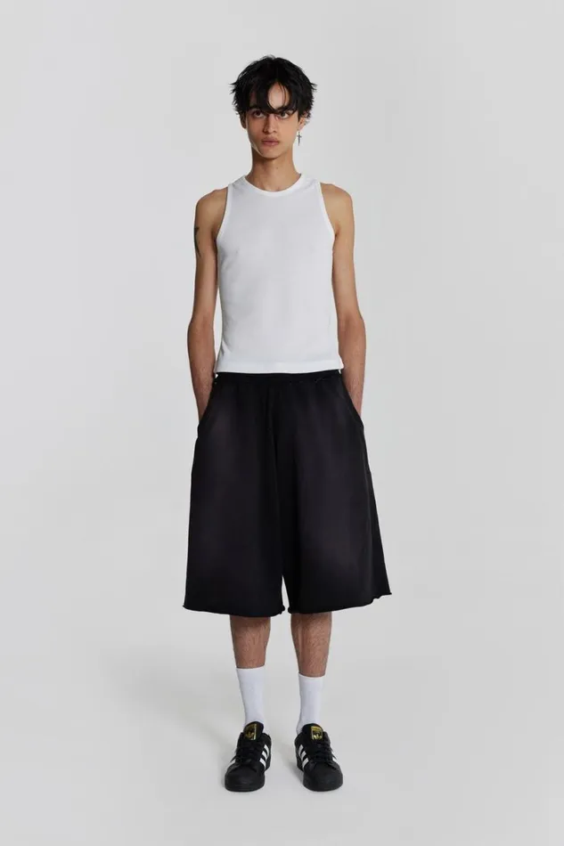 Jaded London Jorts and Shorts Men Washed Black Monster Jogger Shorts Black