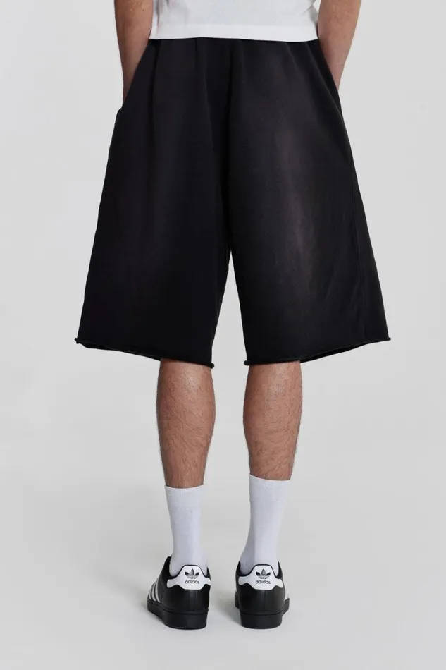Jaded London Jorts and Shorts Men Washed Black Monster Jogger Shorts Black
