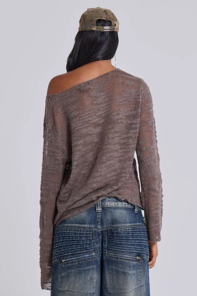 Jaded London Knitwear WomenUnisex Taupe Stray Knit Brown